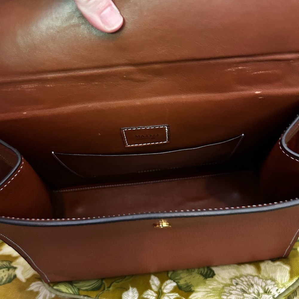 Mateo New York Elegant Brown and Pink Satchel - Picture 3 of 11
